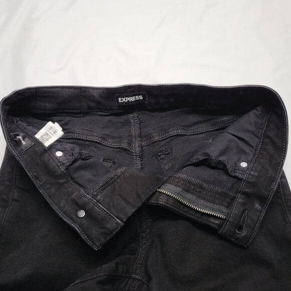 Express Mens Jeans 30 X 32 Slim Straight Stretch Denim Pants Black - Picture 7 of 15